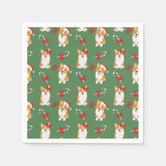 Corgi Christmas Candy Cane Pattern Servet (Voorkant)