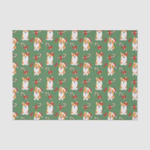 Corgi Christmas Candy Cane Pattern Tissuepapier