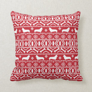 Corgi Christmas Fair Isle coussin - Noël corgi