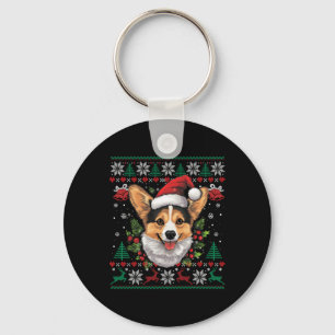 Corgi Christmas Santa Ugly Sweater Hondenliefhebbe Sleutelhanger