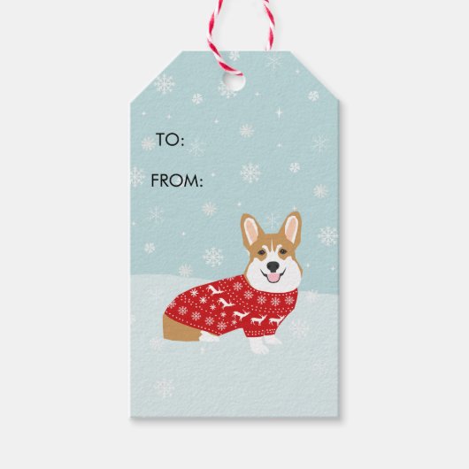 Corgi Christmas Sweater Gift Labels Cadeaulabel (Voorkant)