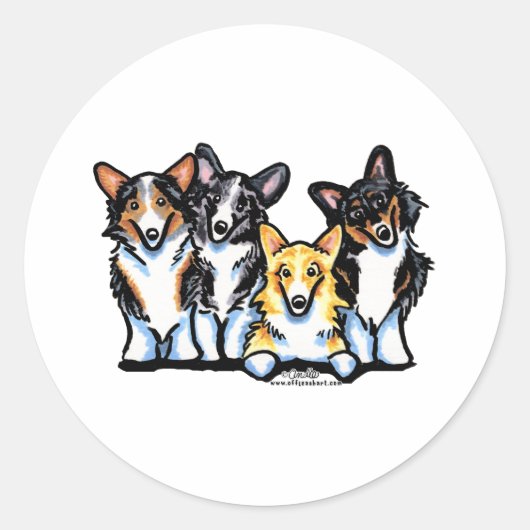Corgi Clan Ronde Sticker (Voorkant)