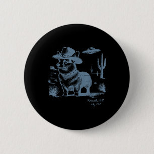 Corgi Cowboy Cowgirl Ufo Western Land D Ronde Button 5,7 Cm