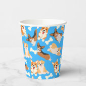 Corgi Cute Pattern Blue Papieren Bekers (Links)