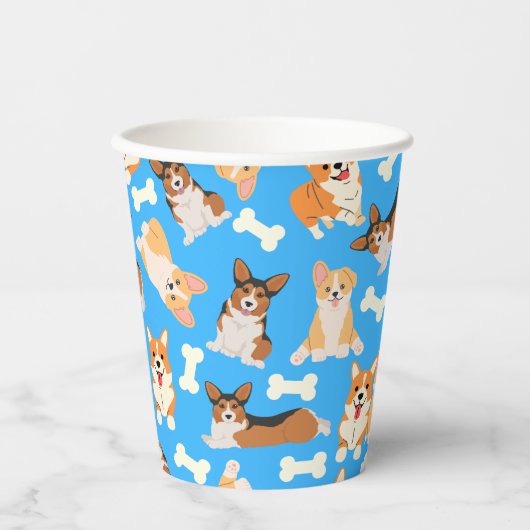 Corgi Cute Pattern Blue Papieren Bekers (Voorkant)