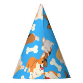 Corgi Cute Pattern in Blue Feesthoedjes (Achterkant)