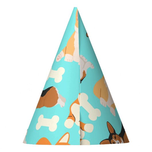 Corgi Cute Pattern in Mint Feesthoedjes (Achterkant)