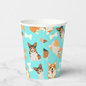 Corgi Cute Pattern in Mint Papieren Bekers (Rechts)
