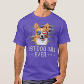 Corgi Dad  American Flag Patriotic Dog Love T-shirt