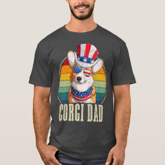 Corgi Dad Retro zonnebril 4 juli vaderdag T-shirt