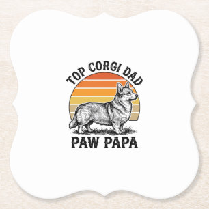 Corgi Dad T-shirt Vintage Zonsondergang Hond Papa Kartonnen Onderzetters
