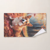 Corgi dans les feuilles d'automne automne automne  (Serviette à main)
