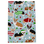 Corgi de Noël Chiens Moyenne Sac Cadeau (Devant)