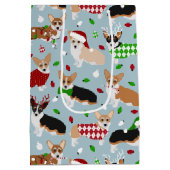 Corgi de Noël Chiens Moyenne Sac Cadeau (Dos)