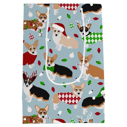 Corgi de Noël Chiens Moyenne Sac Cadeau (Dos)