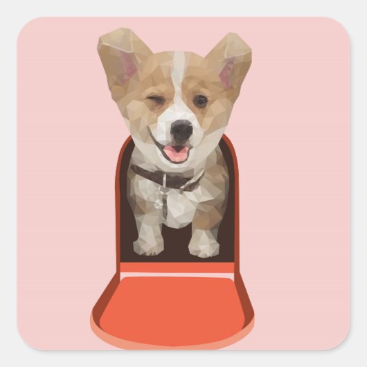 Corgi Delivery Vierkante Sticker (Voorkant)