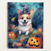 Corgi d'Halloween avec citrouilles effrayant (Devant)