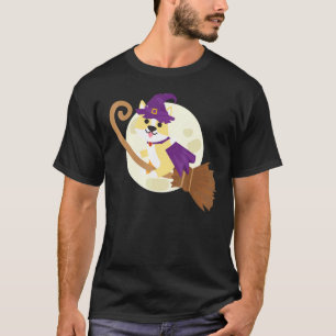 Corgi die op bezemsteel rijdt Heks Zacht Dier Dier T-shirt