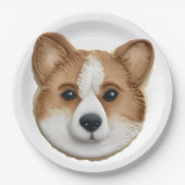 Corgi Dog 3D geïnspireerd Papieren Bordje (Voorkant)