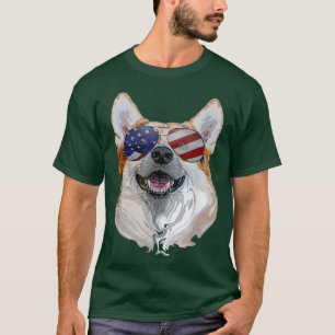 Corgi Dog American USA Vlag op 4 juli Pop Art Co. T-shirt