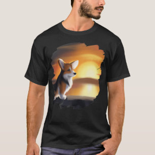 Corgi Dog Art Sunset  Retro Corgis Dogs49 T-shirt