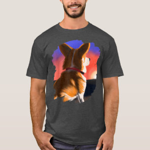 Corgi Dog Art Sunset Retro Corgis Dogs T-shirt
