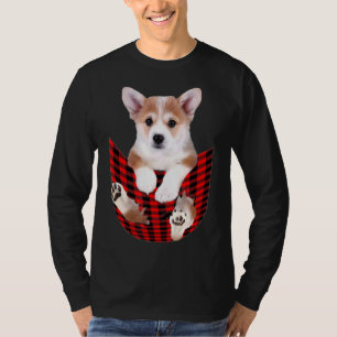 Corgi Dog Big in Pocket Idea Dad Ma T-shirt
