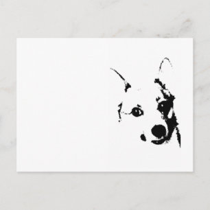 Corgi Dog Black en White Ink Sketch Briefkaart