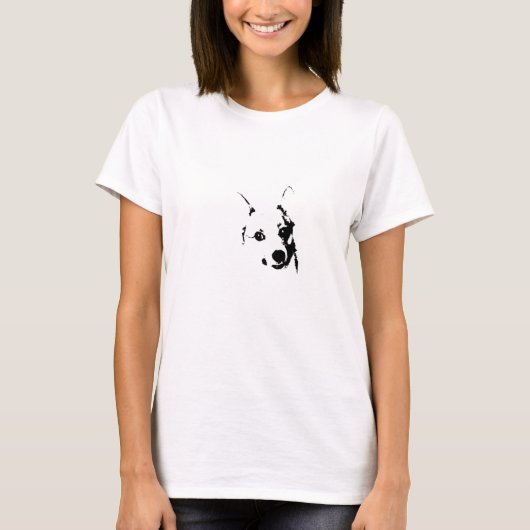 Corgi Dog Black en White Ink Sketch T-shirt (Voorkant)