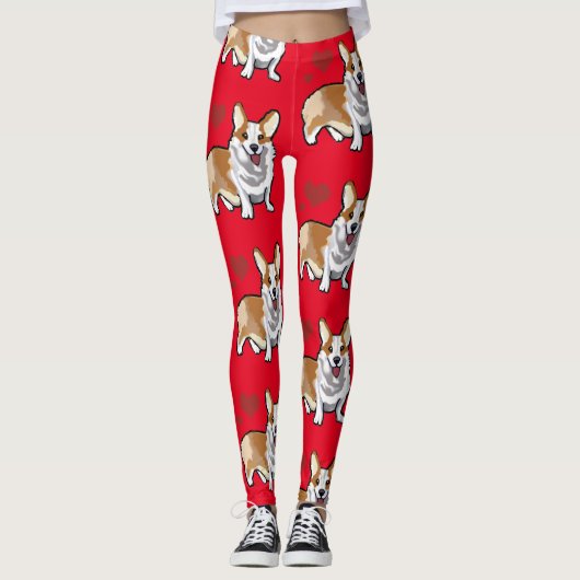 Corgi Dog Cartoon Leggings (Voorkant)