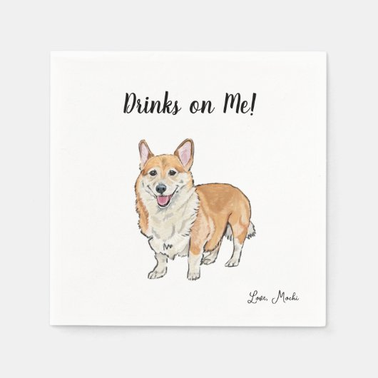 Corgi Dog Cocktail servetten (Voorkant)
