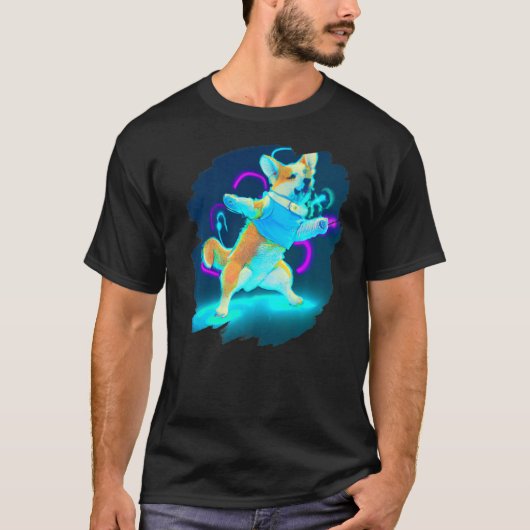 Corgi Dog Dancing Retro Breakdanans Dance Dancer T-shirt (Voorkant)