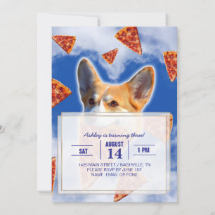 Corgi Dog Eating Pizza Kaart