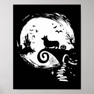 Corgi Dog en Moon Halloween Costume Hondenliefhebb Poster