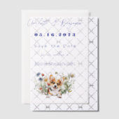 Corgi Dog en Wildflowers Bewaar de datum Vellum Uitnodigingen (Offset (Uitnodiging))