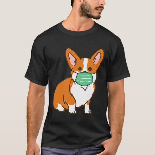 Corgi Dog Face Mask Social Distancing Antivirus T-shirt (Voorkant)