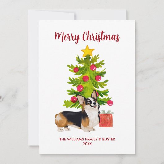 Corgi Dog Familie Kerstmis Feestdagenkaart (Voorkant)