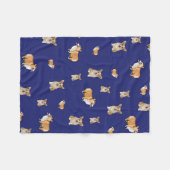 Corgi Dog Fleece Blanket Navy Blue (Voorkant (Horizontaal))