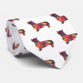 Corgi Dog Geometric Pattern Silhouette Multi Stropdas (Opgerold)