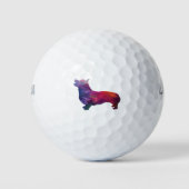 Corgi Dog Geometric Pattern Silhouette Paars Golfballen (Voorkant)