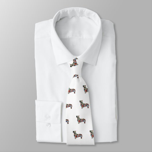 Corgi Dog Geometric Pattern Silhouette Pset Stropdas (Gebonden)