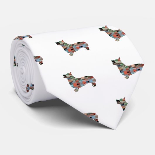 Corgi Dog Geometric Pattern Silhouette Pset Stropdas (Opgerold)