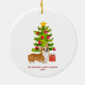 Corgi Dog gepersonaliseerde kerst Keramisch Ornament (Achterkant)