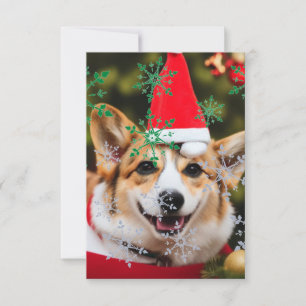 Corgi dog glimlacht kerst plezier bedankkaart