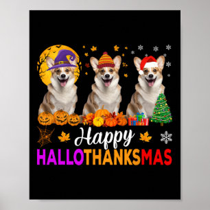 Corgi Dog Halloween Kerstmis Hallothanksmas Poster