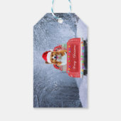 Corgi Dog in sneeuw, met kerstmis Cadeaulabel (Achterkant)