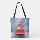 Corgi Dog in sneeuw, met kerstmis Draagtas (Achterkant)