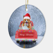 Corgi Dog in sneeuw, met kerstmis Keramisch Ornament (Links)