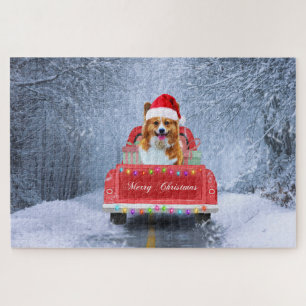 Corgi Dog in sneeuw, met kerstmis Legpuzzel
