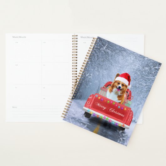 Corgi Dog in sneeuw, met kerstmis Planner (Display)